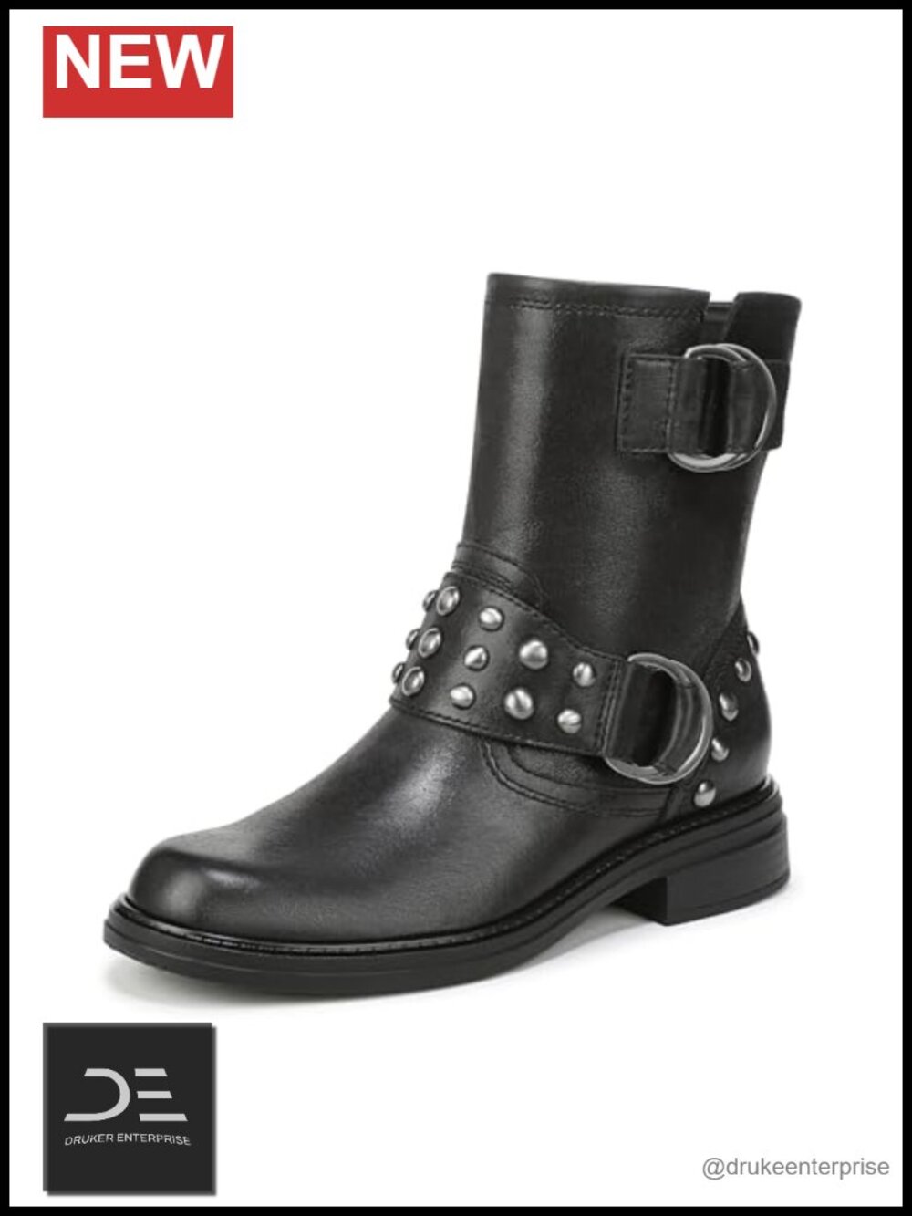 Naturalizer Optimus Leather Mid Calf Boots with Block Heel